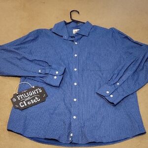 Southern Pines Blue Casual Button Down Shirt White Circles XL